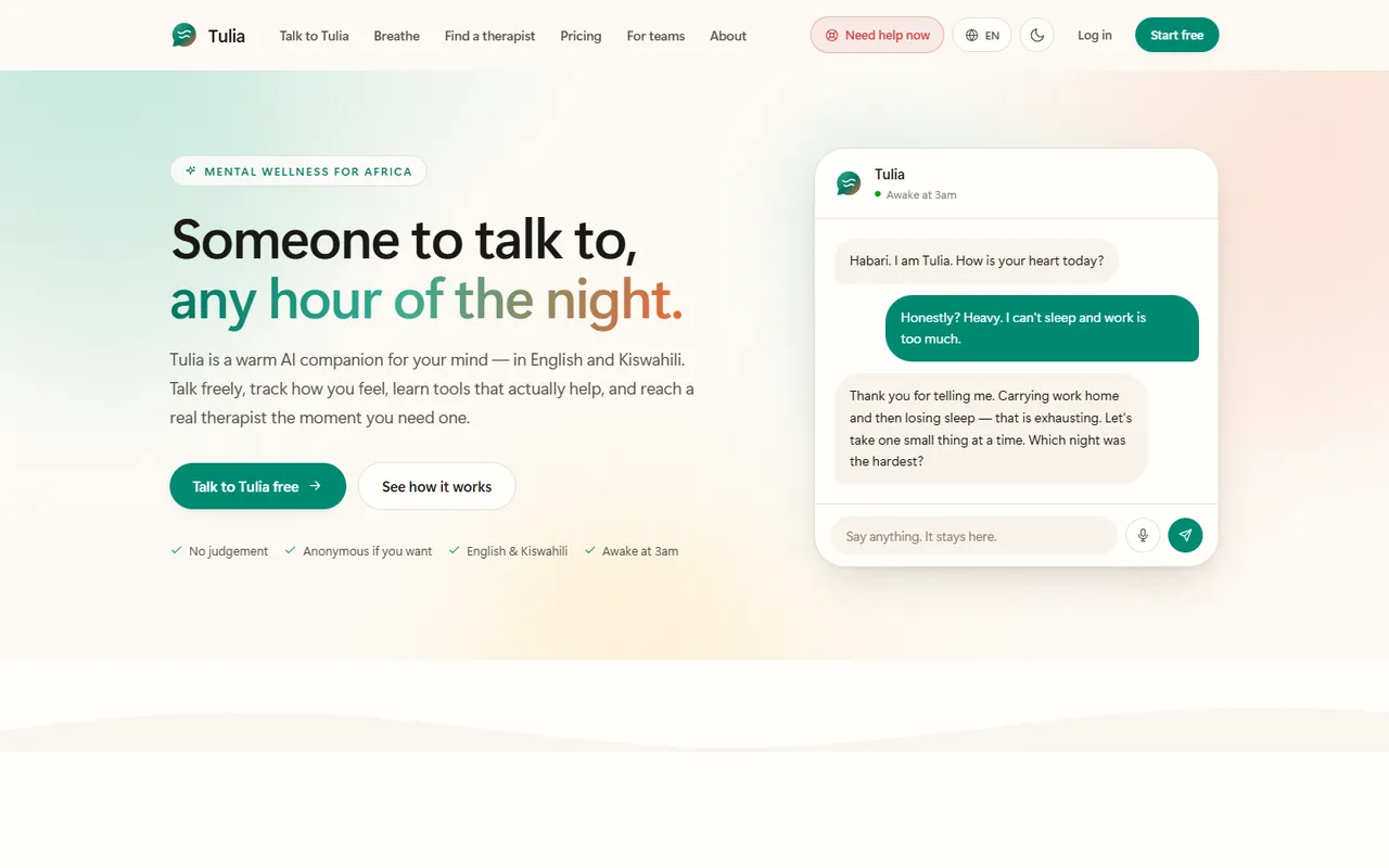 Tulia mental wellness platform